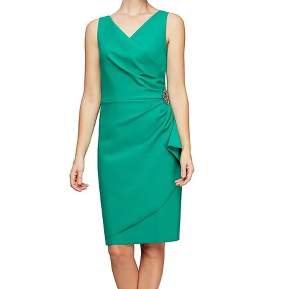 ALEX EVENINGS Jersey Knit Rhinestone Detail Dress - Picture 11 of 12